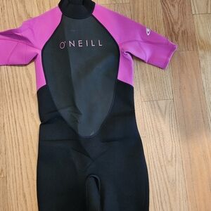 O'Neill Black and Pink Short Sleeve Wetsuit